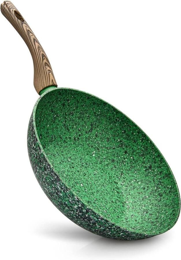 Wok Pan Koekenpan Koopman Roerbakken en Koken EcoStone Anti-aanbaklaag 28x8cm Groen