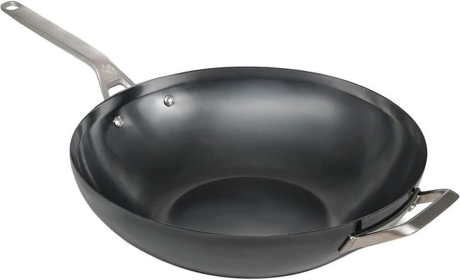 Wok Pan Koekenpan Koopmanspan Roerbakken en Koken PFAS-vrij 35 cm Roestvrij Staal