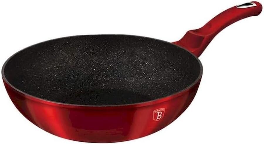 Wok Pan Koekenpan Lekker Koken Anti-aanbaklaag 30 cm Bourgondië Rood