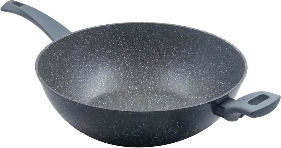 Wok Pan Koekenpan Lekker Koken Anti-aanbaklaag 32 cm Grijs