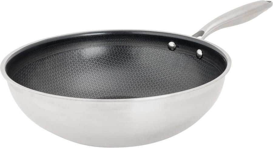 Wok Pan Koekenpan Lekker Koken PFAS-vrije Coating 28 cm Zilver