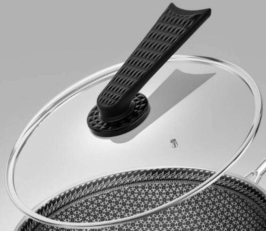 Wok pan Koekenpan Lunch diner koken Keramische anti-aanbaklaag 28cm Zwart