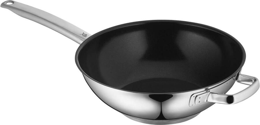 Wok Pan Koekenpan met hoge rand Roerbakken en Koken Keramische laag 28 cm Zilver