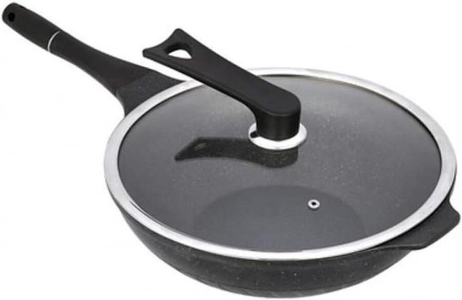 Wok Pan Koekenpan Olievrij Gezond Koken Antiaanbak Laag 32cm Diameter Mat Roze