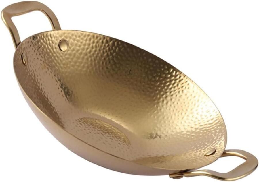 Wok Pan Koekenpan Roerbak Koken Thuis Dubbele Handgrepen 30 cm Goud