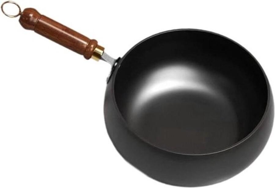 Wok Pan Koekenpan Roerbak Snel Koken Gelijkmatige Warmte 24 cm Zwart