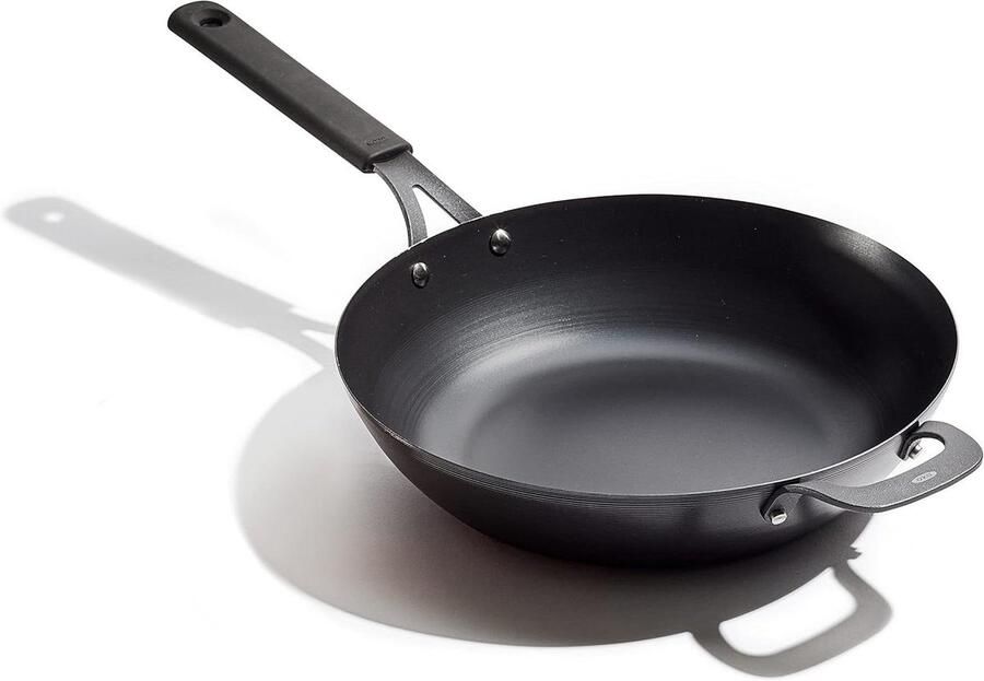 Wok Pan Koekenpan Snel Koken Vooraf Geseased 30 cm Zwart