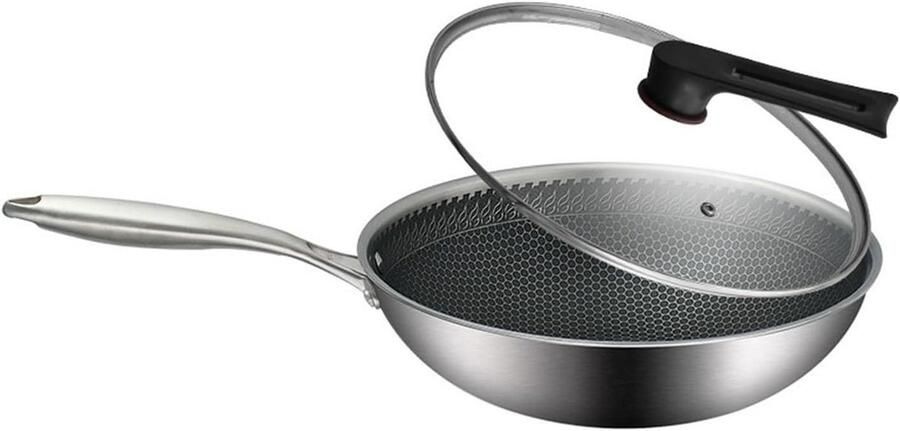Wok Pan Koekenpan Veelzijdig Koken Anti-aanbaklaag 32cm Zilver