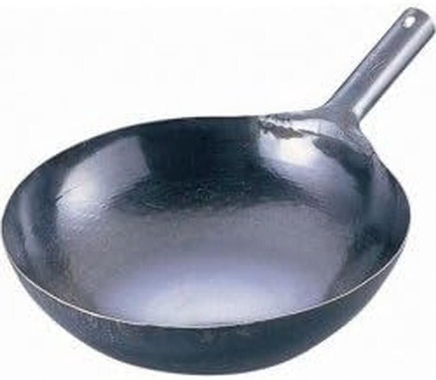 Wok Pan Kookpan IJzer Aziatisch Koken Handgesmeed Japanse Kwaliteit 36 cm Zwart
