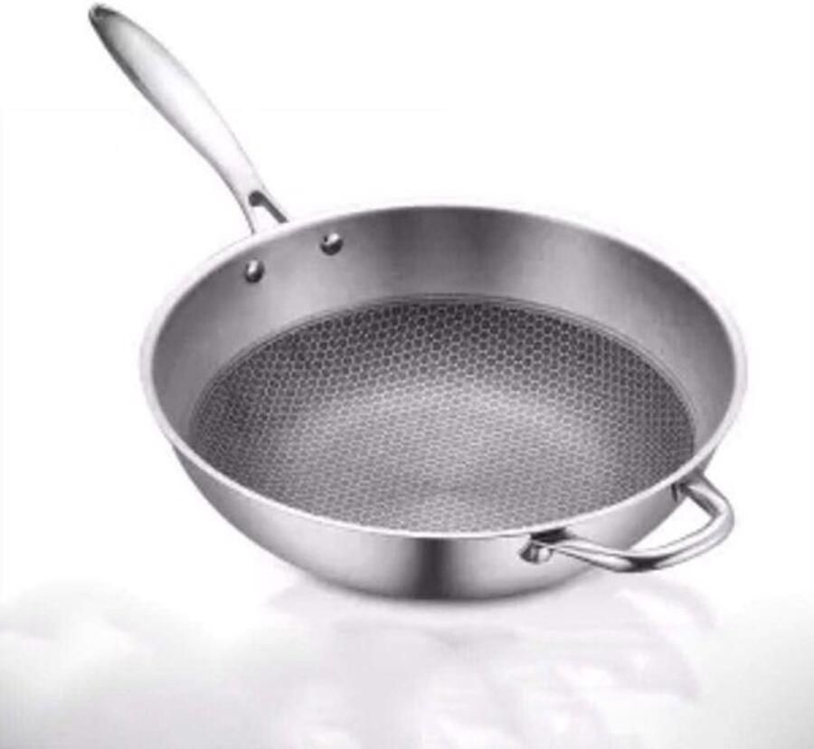 Wok Pan Kookpan Koekenpan Lunch Diner Koken Keramische Anti-aanbaklaag 34cm Diameter Zwart