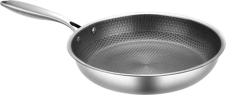 Wok pan Kookpan met deksel Lekker koken Professionele antiaanbaklaag 30cm Zilver