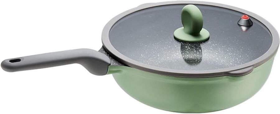 Wok Pan Platte Bodem Koekenpan Wok Gietijzer Aziatisch Koken Krasbestendige Coating 30 cm Zwart