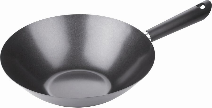 Wok Pan Roerbakpan Aziatisch Koken Antiaanbaklaag 30 cm Zwart