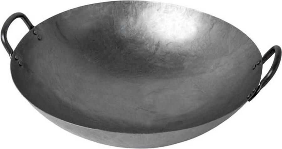 Wok Pan Roerbakpan Aziatisch Koken Ronde Bodem 30 cm Zilver