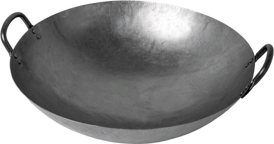 Wok Pan Roerbakpan Aziatisch Koken Ronde Bodem 30 cm Zilver