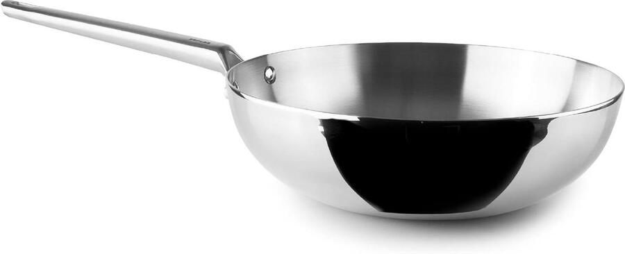 Wok Pan Roerbakpan Gezond Koken 5-laags Constructie 28 cm Zilver
