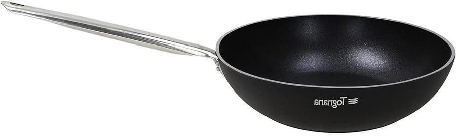 Wok Pan Roerbakpan Gezond Koken Diamant Versterkte Coating 30 cm Zwart