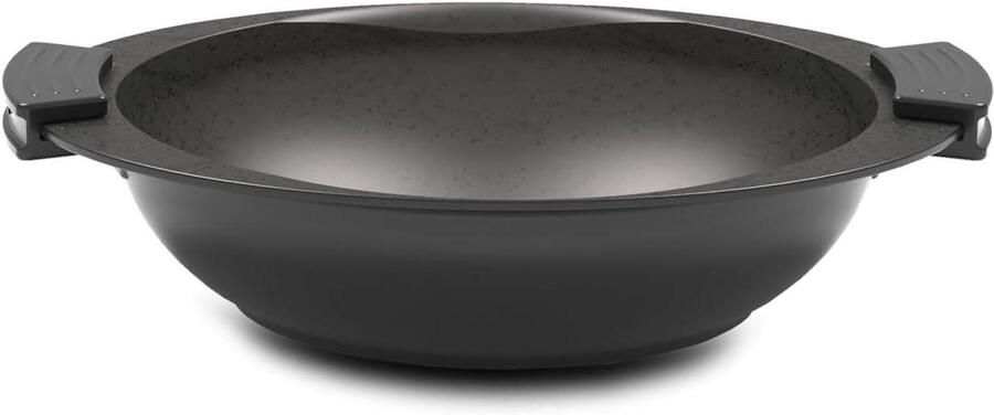 Wok Pan Roerbakpan Gezond Koken Gegoten Aluminium 28 cm Zwart