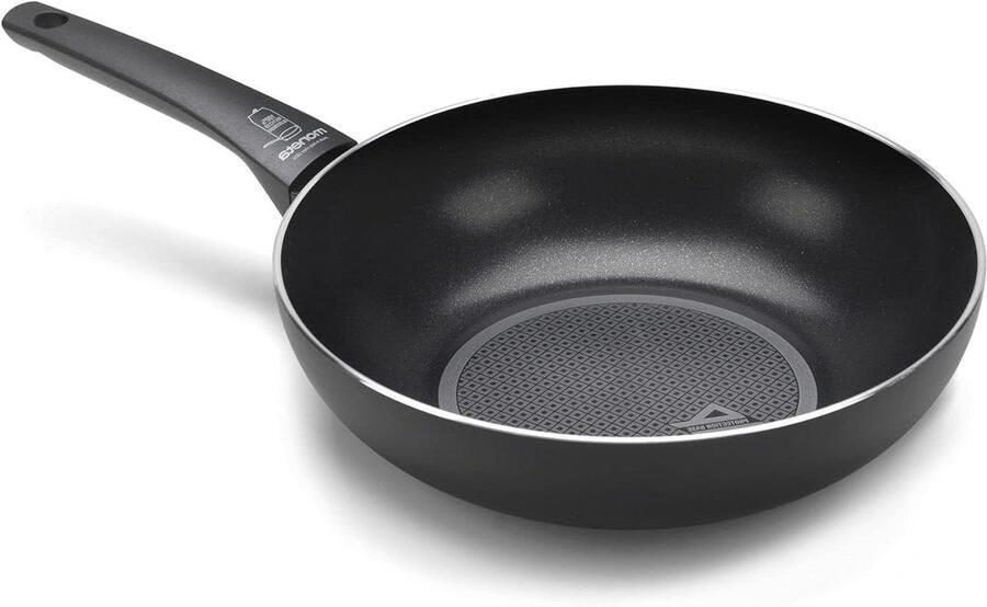 Wok Pan Roerbakpan Gezond Koken Gemaakt van gerecycled aluminium 28 cm Zwart