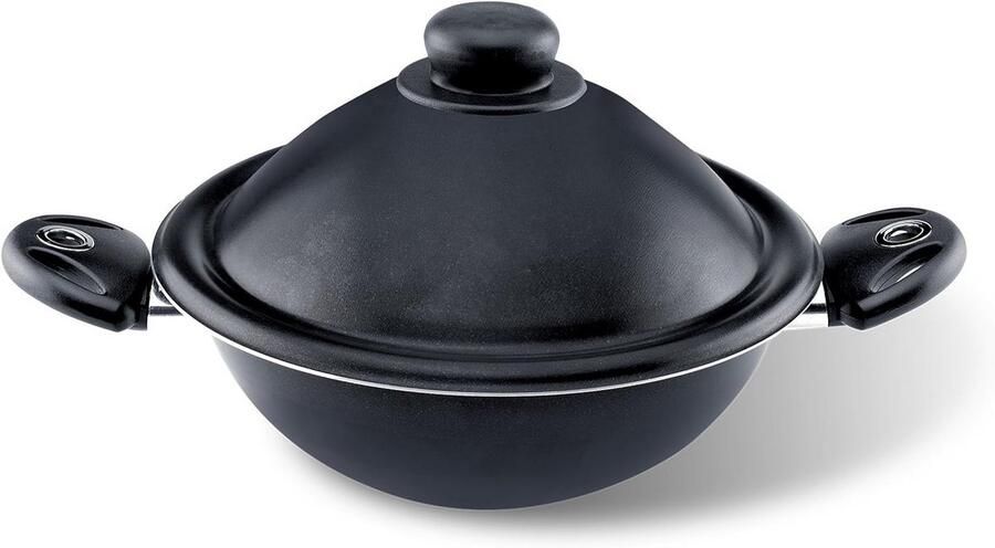 Wok Pan Roerbakpan Gezond Koken Natuurlijke Antiaanbaklaag 24 cm Zwart