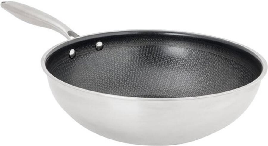 Wok Pan Roerbakpan Gezond Koken PFAS-vrije Coating 28 cm Diameter Zilver