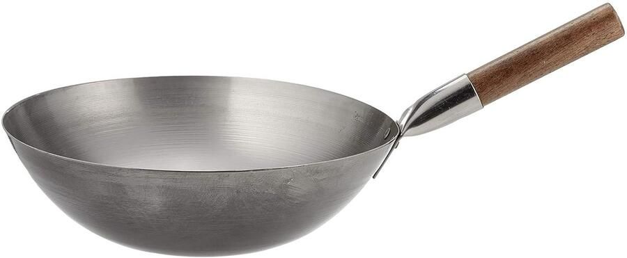 Wok Pan Roerbakpan Gezond Koken Platte Bodem 30.5 cm Zilver