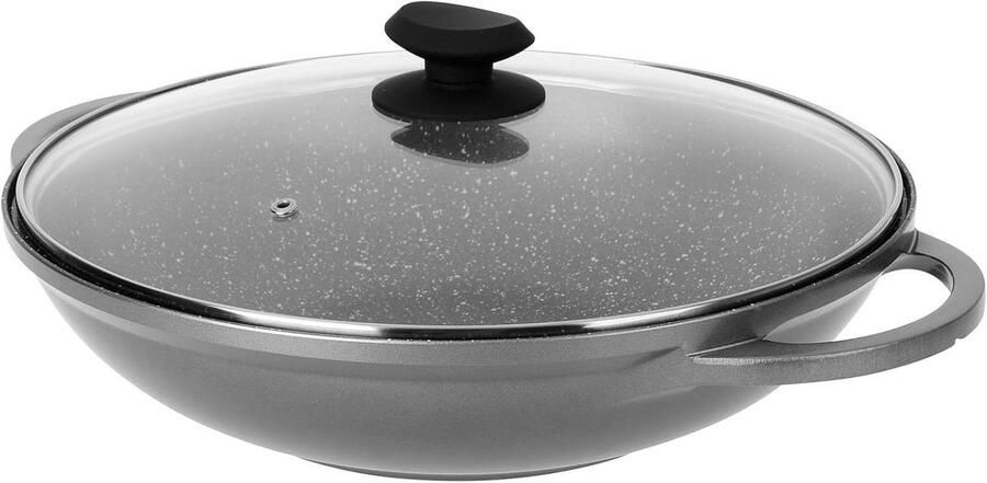 Wok Pan Roerbakpan Gezond Koken Steenlook Anti-aanbaklaag Ø 32 cm Donkergrijs