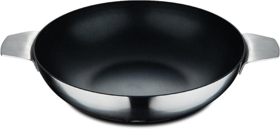 Wok Pan Roerbakpan Gezond Koken Swiss Crystals Coating 28 cm Zwart