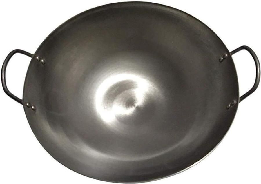Wok Pan Roerbakpan Gietijzer Gezond Koken Natuurlijke Antiaanbaklaag 36 cm Diameter Zwart