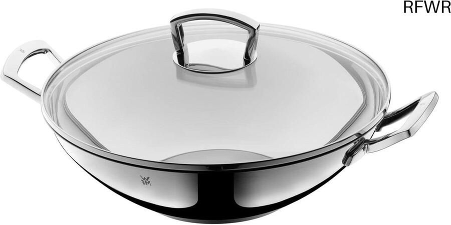 Wok Pan Roerbakpan Glasdeksel Snel Koken Brede Gietrand 36 cm Zilver