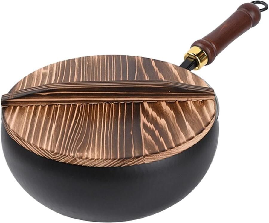 Wok Pan Roerbakpan IJzer Authentiek Koken Handgemaakt Vakmanschap 24 cm Gepolijst