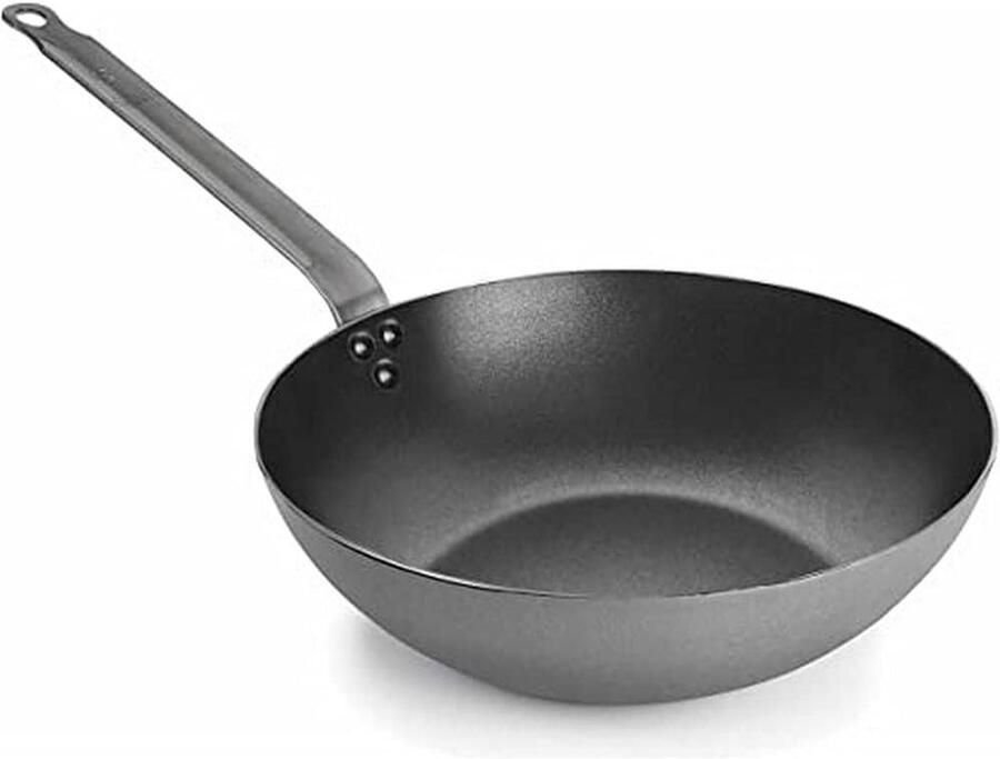 Wok Pan Roerbakpan Ijzer Lekker Koken Antiaanbaklaag 28 cm Zwart