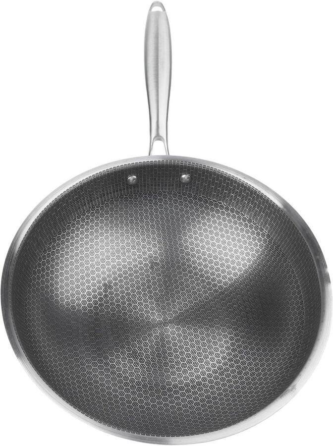 Wok Pan Roerbakpan Koekenpan Aziatisch Koken Honingraat Antiaanbaklaag 30 cm Zwart