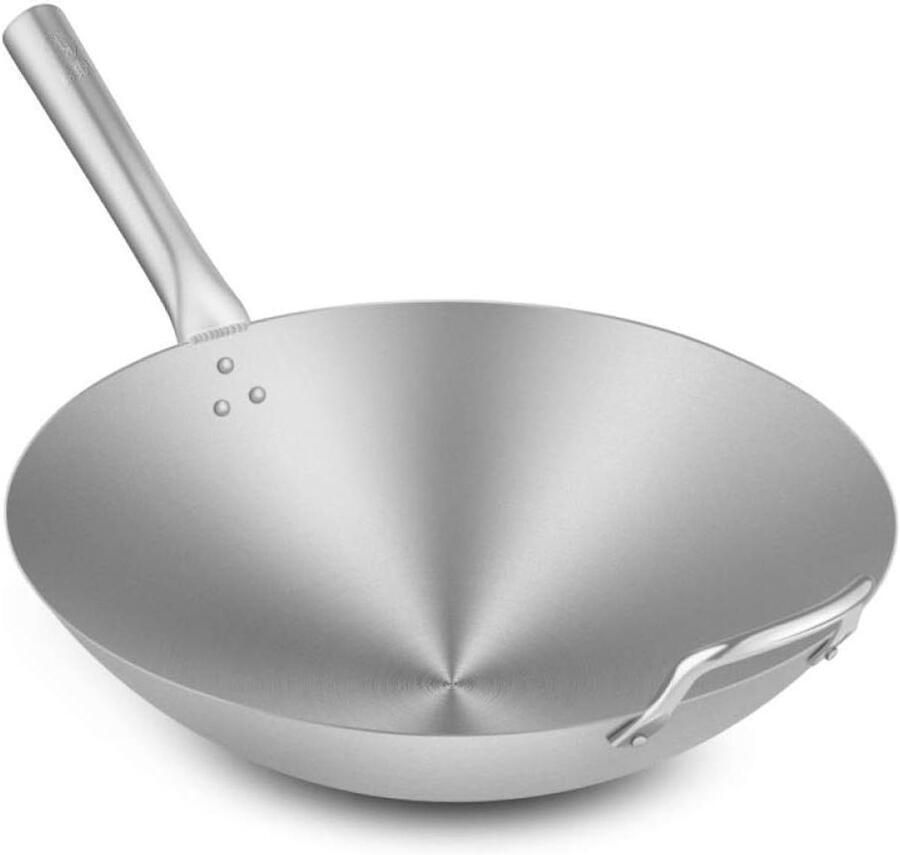 Wok Pan Roerbakpan Koekenpan Gezond Koken Non-stick Coating 34 cm Zilver