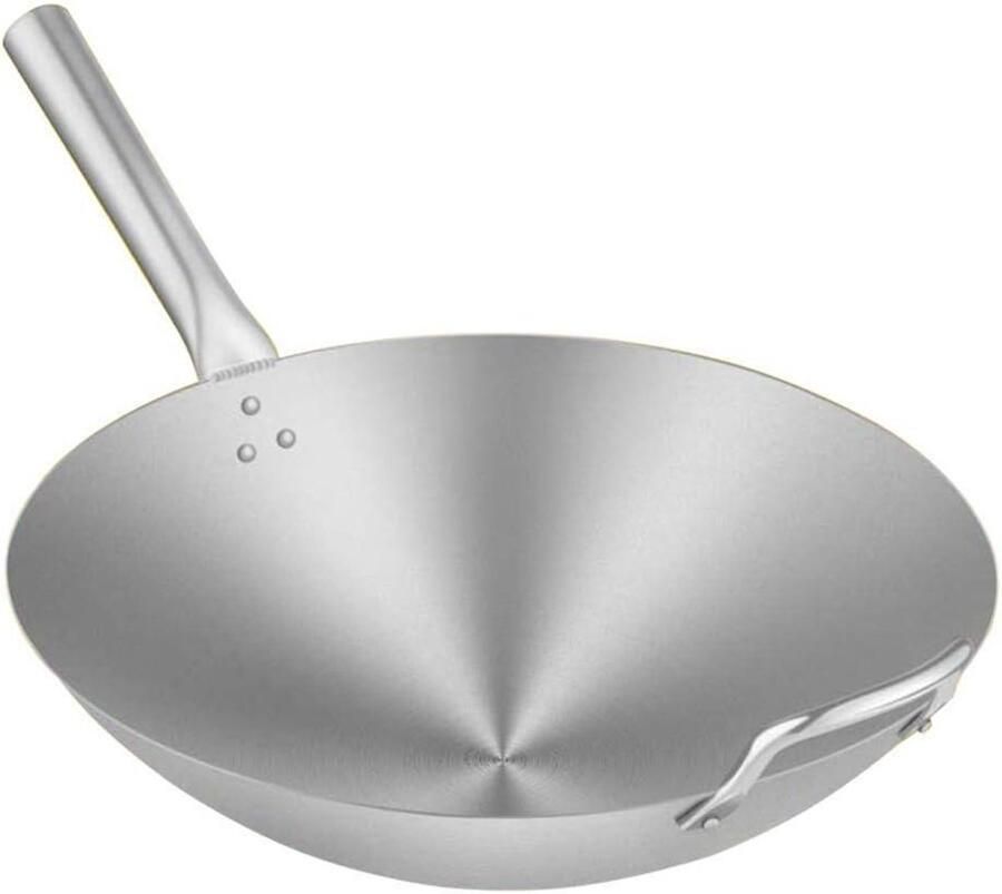 Wok Pan Roerbakpan Koekenpan Gezond Koken Roestvrij Staal 36 43 cm Zilverkleurig