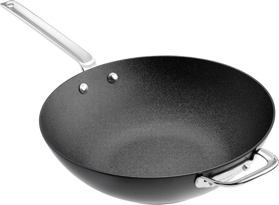 Wok Pan Roerbakpan Koekenpan Gezond Koken Stratanium+ Anti-aanbaklaag 30 cm Zwart