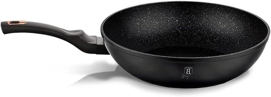 Wok Pan Roerbakpan Koekenpan Snel Koken 3-Laags Coating 28 cm Zwart Rosegoud