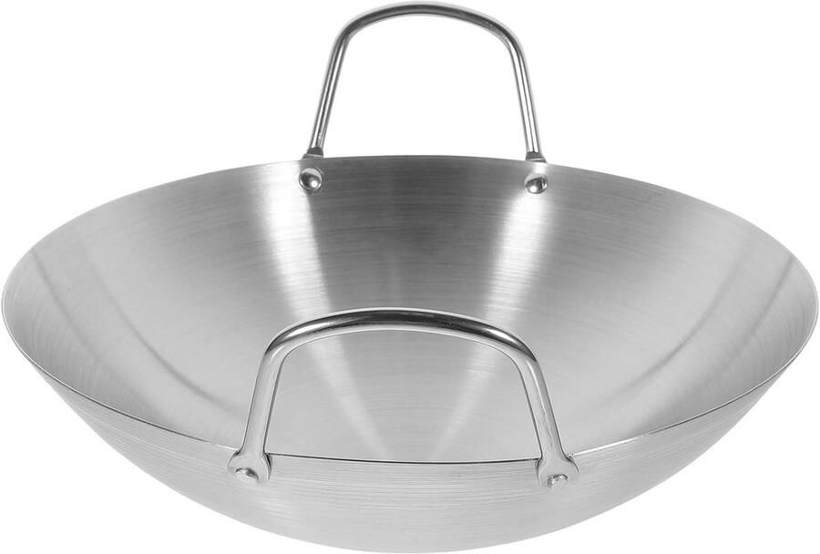 Wok Pan Roerbakpan Koken Gelijkmatige Warmte 486 Gram Zilver