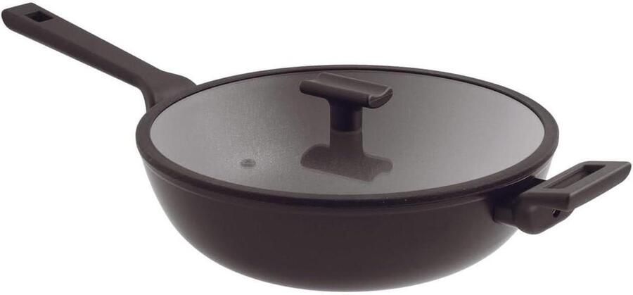Wok Pan Roerbakpan Lekker Koken Dubbele Inductie Bodem 30 cm Zwart