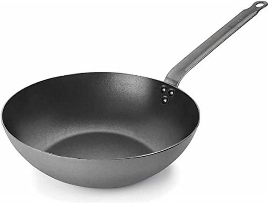 Wok Pan Roerbakpan Lekker Koken Natuurlijk IJzer 28 cm Zwart