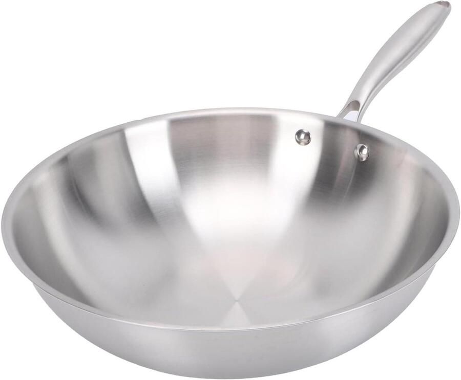 Wok Pan Roerbakpan Lekker Koken Roestvrij Staal 32cm Zilverkleurig