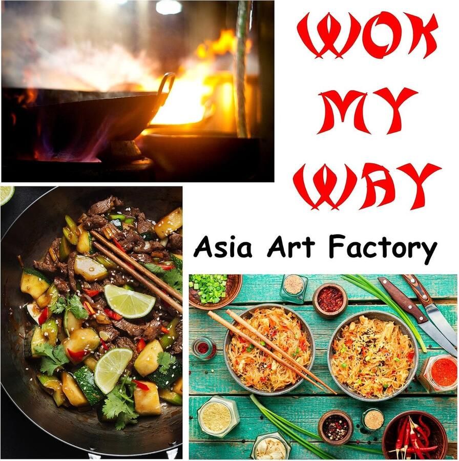 Wok pan Roerbakpan plat Aziatisch koken Koolstofstaal Ø 38 cm Zwart