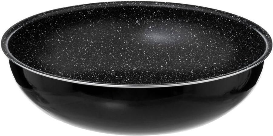Wok Pan Roerbakpan Snel Koken Afneembaar Handvat 28 cm Zwart