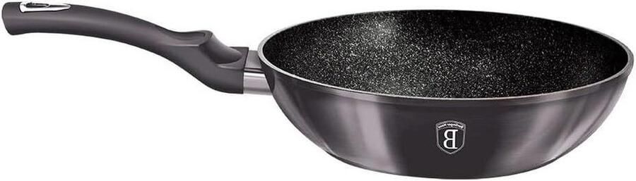 Wok Pan Roerbakpan Snel Koken Anti-aanbaklaag 28 cm Zwart