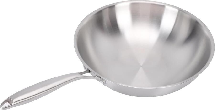 Wok Pan Roerbakpan Snel Koken Antiaanbaklaag 34CM Diameter Zilver