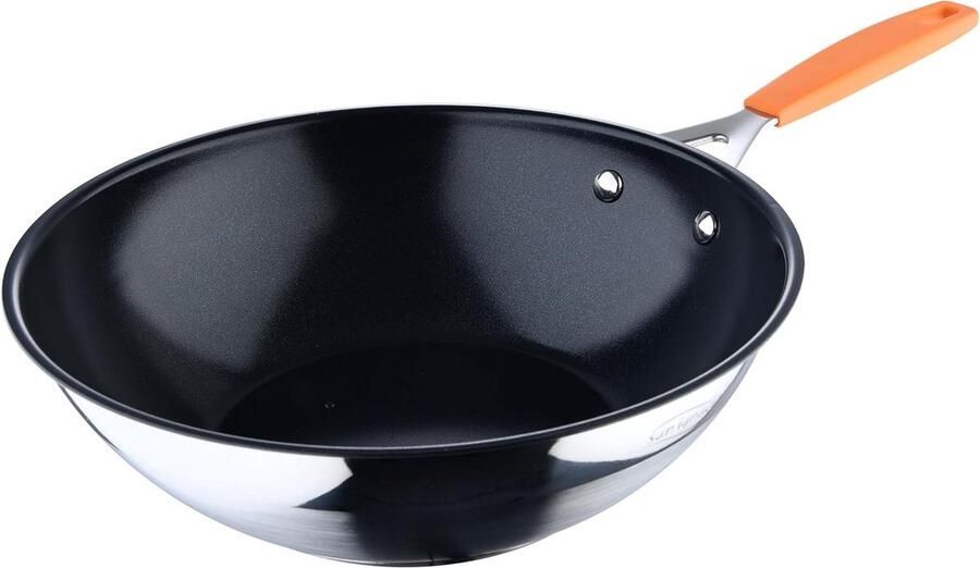 Wok Pan Roerbakpan Snel Koken Gesmeed Aluminium 28 cm Zwart