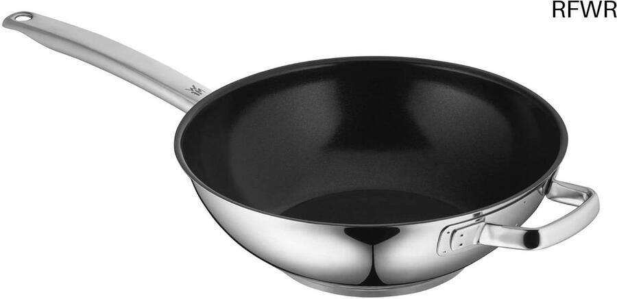 Wok Pan Roerbakpan Snel Koken Keramische Laag 28 cm Zilver
