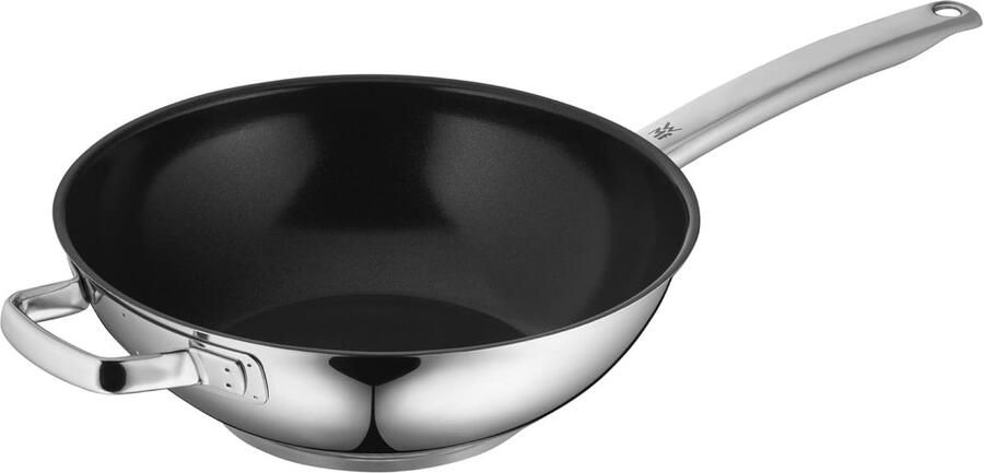 Wok Pan Roerbakpan Snel Koken Keramische Laag 28 cm Zilver