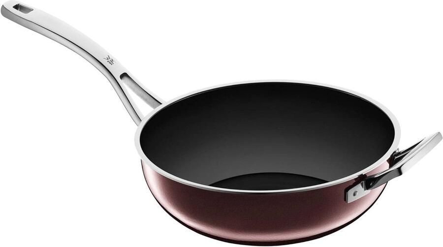 Wok Pan Roerbakpan Snel Koken Krasbestendig 28 cm Donkerrood
