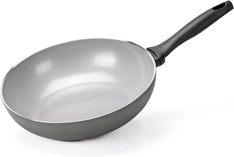 Wok Pan Roerbakpan Snel Koken Natuurlijke Antiaanbaklaag 28 cm Zwart